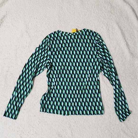 Set - DVF for Target Women's Crewneck Arrow GeoGreen LongSleeve Top & Mini Skort - Picture 4 of 13